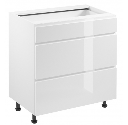 Kuchyňská dolní skřínka - ASPEN D80S3, Bílá/Bílý lesk