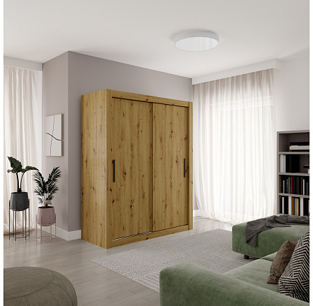 Šatní skříň s posuvnými dveřmi MODI 160 Artisan+Černá