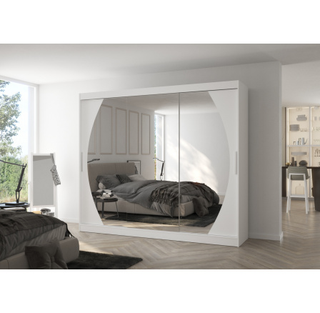 Posuvná skříň se zrcadlem CAMBE 250 Bílá+Bílá