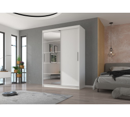 Posuvná skříň se zrcadlem ESTI 150 Bílá+Bílá