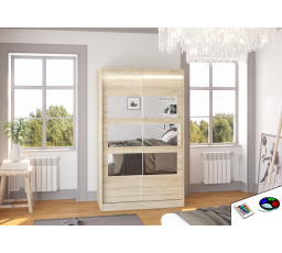 Posuvná skříň se zrcadlem a LED osvětlením KOLORADO 120 Sonoma+Sonoma