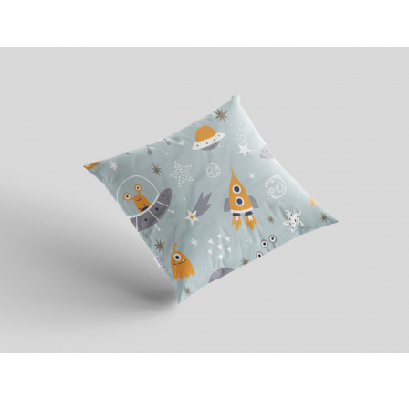 Krepový povlak na polštář 40x40 cm s dětským motivem vesmírné ufo
