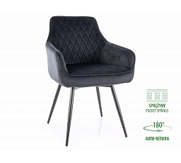 Jídelní židle pružinová - otočná MARLO VELVET, Černý Bluvel 19/Černá