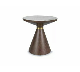 Konferenční stůl NAPA B, Efekt bílého mramoru/Hnědá/Zlatá