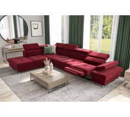 Rohová sedací souprava GALAXY , relax s funkcí spaní 225X350 cm - červená , levá