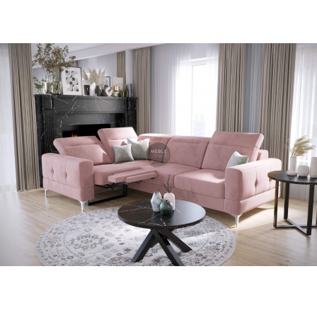 Rohová sedací souprava MALIBU , relax s funkcí spaní 185x250 cm - levá, růžová