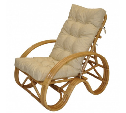Ratanové křeslo polohovací medové polstr světle béžový melír