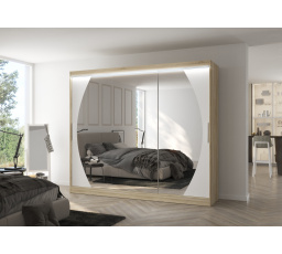 Posuvná skříň se zrcadlem a LED osvětlením CAMBE 250 Sonoma+White