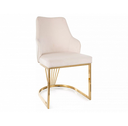 Jídelní židle ALURE VELVET, Světle Béžový Bluvel 22/Zlatá