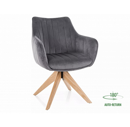 Jídelní židle otočná AZALIA D VELVET, Šedý Bluvel 14/Dub
