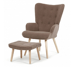 Relaxační křeslo, hnědá, látka bouclé, AK-319 BR2