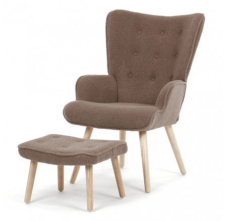 Relaxační křeslo, hnědá, látka bouclé, AK-319 BR2