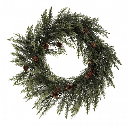 Věnec zelený - pr. 50 cm, větve túje a šišky