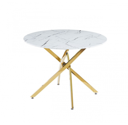 Stůl bílý mramor/zlatý 100x100 ST19-FX