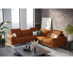 Rohová sedací souprava MALIBU MAX 250x250 přírodní kůže - levá, Oranžová kůže