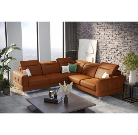 Rohová sedací souprava MALIBU MAX 250x250 přírodní kůže - levá, Oranžová kůže