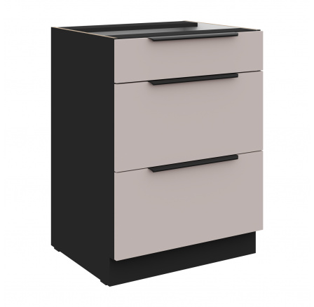 Dolní skřínka ARONA - 60 D 3S BB, Černá mat/Kašmír Dolní skřínka ARONA - 60 D 3S BB, Černá mat/Kašmír