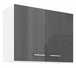Horní skříňka SOLA - 80 G-60 2F, Bílá/Šedý Lesk