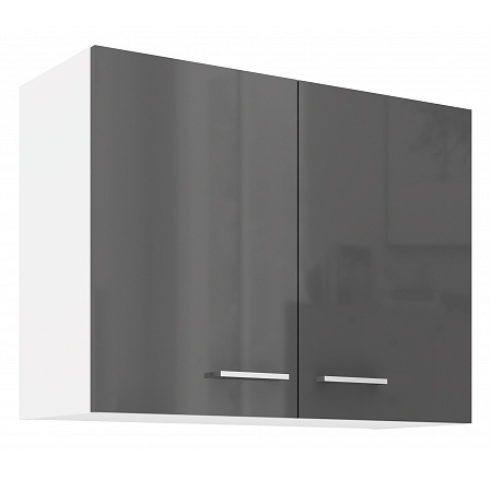 Horní skříňka SOLA - 80 G-60 2F, Bílá/Šedý Lesk