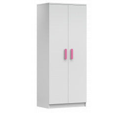 Šatní skříň 2D SMYK I - 06, Bílá Mat/Růžová