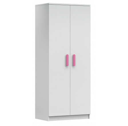 Šatní skříň 2D SMYK I - 06, Bílá Mat/Růžová Šatní skříň 2D SMYK I - 06, Bílá Mat/Růžová