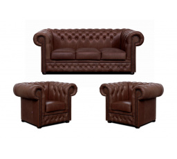 Sedací souprava Chesterfield Lord 3+1+1 kůže hnědá
