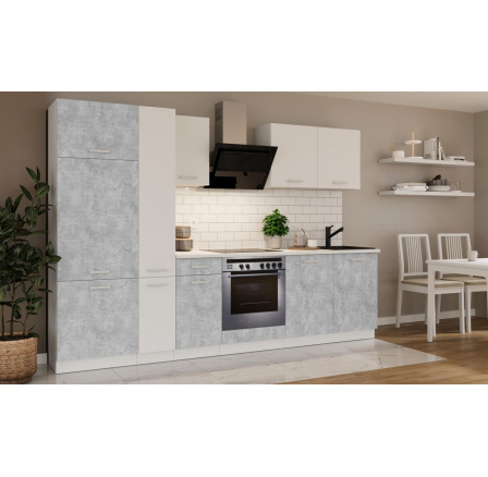 Kuchňská linka Todor 290 beton/bílá + PD 200 bílá
