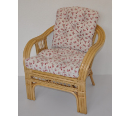 Ratanové křeslo Rio De Janeiro medové - polstr motiv růže
