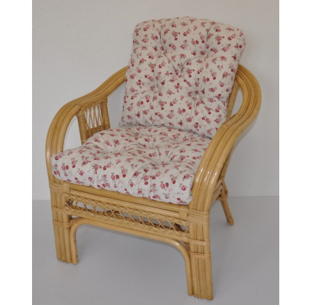 Ratanové křeslo Rio De Janeiro medové - polstr motiv růže
