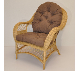 Ratanové křeslo Florida medové  polstr hnědý melír