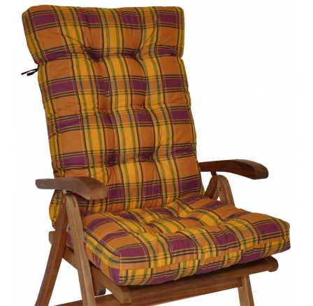 Polstr na teakové zahradní křeslo vysoké - látka okrová kostka Polstr na teakové zahradní křeslo vysoké - látka okrová kostka