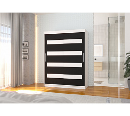 Posuvná skříň s lacobelem MARTINEZ 150 Bílá+Černá