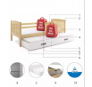 Dětská postel KUBUS s přistýlkou 80x190 cm, s matracemi, Přírodní/Bílá