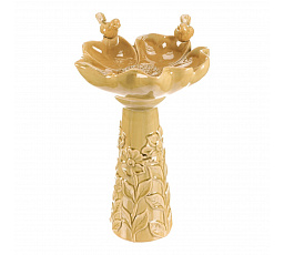 Krmítko/pítko - keramické, květ s ptáčky, stojaté, světle zelené