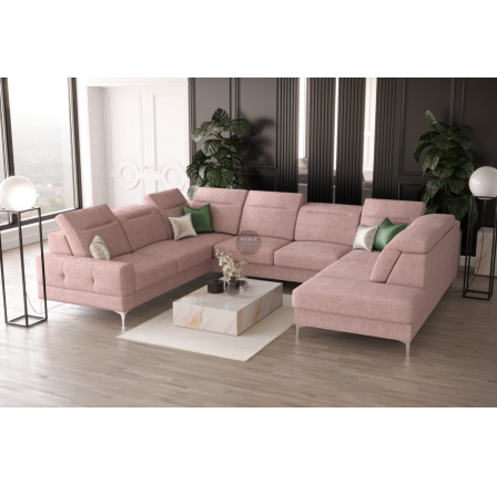 Rohová sedací souprava MALIBU MAX I 260x350x220 cm - růžová, Levá strana