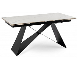 Stůl VICTOR Keramický Rozkládací 160-240 cm Bílý Mramor/Černý