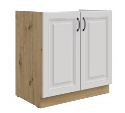 Dolní skříňka STELLO - 80 ZL 2F BB, Dub Artisan/Bílý mat