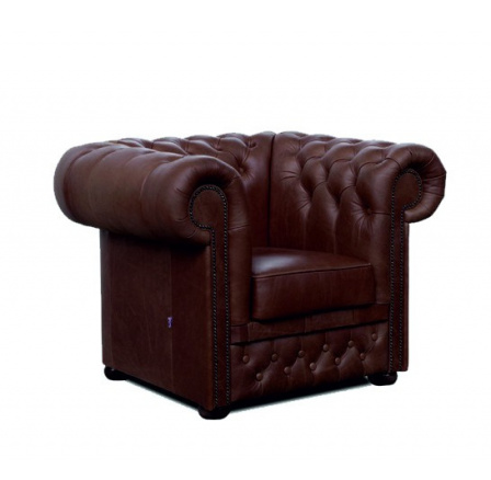 Křeslo Chesterfield Lord 1 kůže hnědá