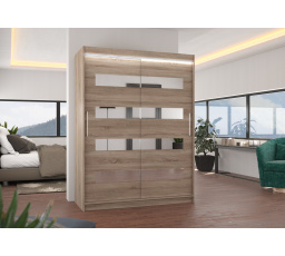 Posuvná skříň se zrcadlem a LED osvětlením BALTIC 150 Truffle+Truffle