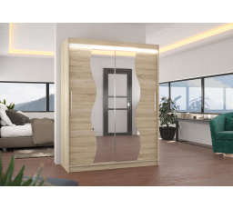Posuvná skříň se zrcadlem a LED osvětlením RENZO 150 Sonoma+Sonoma