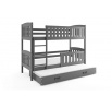 Dětská patrová postel KUBUS 3 s přistýlkou 90x200 cm, včetně matrací, Grafit/Grafit