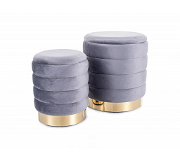 Taburet BRITTA, Šedá VELVET