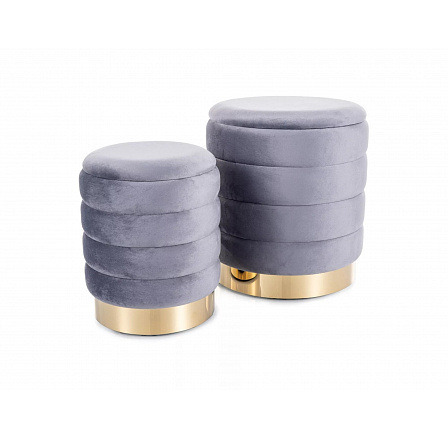 Taburet BRITTA, Šedá VELVET