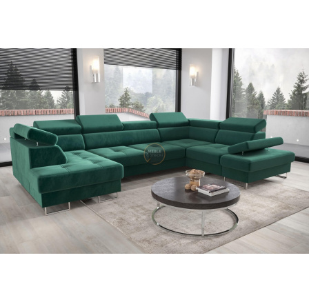 Rohová sedací souprava GALAXY MAX II s funkcí spaní 210x350x165 - zelená , pravá