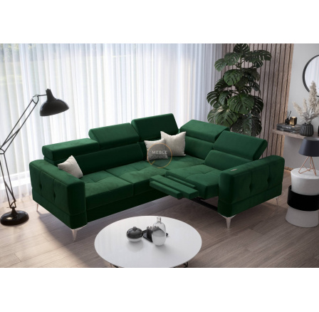 Rohová sedací souprava TOSCANIA , relax s funkcí spaní 185x250 - zelená , pravá