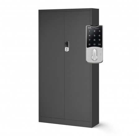 Kancelářská kovová skříň na dokumenty DANIEL, 900 x 1850 x 400 mm, antracitová