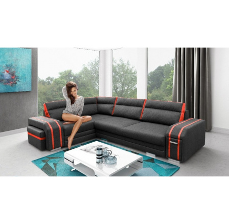 Rohová sedací souprava Avanti L černá/oranžová Rohová sedací souprava Avanti L černá/oranžová