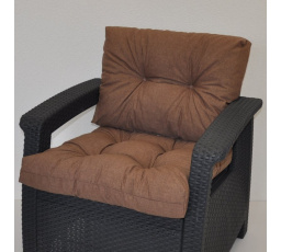 Polstr na křeslo z umělého ratanu - látka hnědý melír