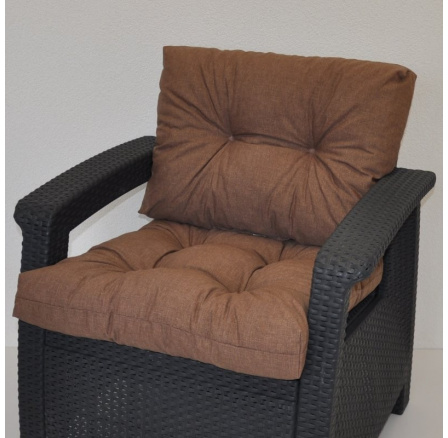 Polstr na křeslo z umělého ratanu - látka hnědý melír Polstr na křeslo z umělého ratanu - látka hnědý melír