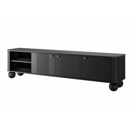 Tv komoda VESPER 3D, Černá/Zlaté úchyty Tv komoda VESPER 3D, Černá/Zlaté úchyty